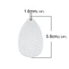 P1032 - 10 pcs. Silver Faux Leather Dangle Charms Pendants - Plump Teardrop - 58mm (2.3") - Great for Light Earrings! Double-Sided