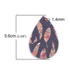 P1092 - 10 pcs Nature Feathers Multicolor Faux Leather Dangle Charms Pendants - Teardrop - 56mm (2.2") - Great for Earrings! Double Sided