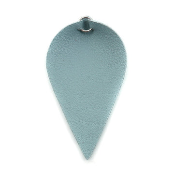 P650 - 10 pcs Light Blue Faux Leather Dangle Charms Pendants - Pinch Leaf - Silver Tone Jump Ring - 63mm (2.5") - Great for Earrings or Dangles