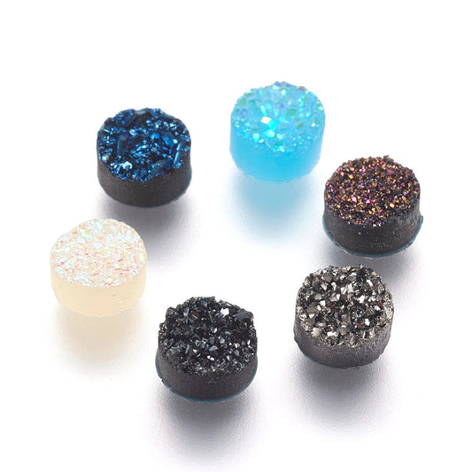 CA517 - 10 pcs Assortment of Druzy Resin Embellishment Cabochons - Diameter: 6mm - Variety - Mix of Colors