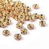 BD588 - 20 pcs Golden Clear Rhinestone Rondelle Spacer Beads - 6mm x 3mm - Grade AAA - Hole Size: 1mm - Straight Edge - Bright Gold