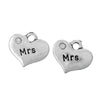 P079 - 4 pcs. Antique Silver "Mrs" charm with rhinestone - 16mm X 14mm