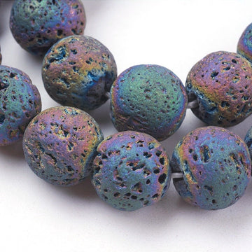 BD458 - 12mm Rainbow Stone Lava Round Beads - 15.35" strand - Hole Size: 1.5mm - 33 pcs. - Natural