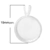 P478 - 10 pcs. Silver Plated Circle Round Bezel Cabochon Pendant Tags Trays - 12mm Glue Pad - 19x14mm - Double Loop