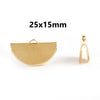 CR057 - 10 pcs. Gold Plated Half Round Ribbon Crimp End Caps - 25mm x 15mm - Great to make tassels and dangles! With teeth
