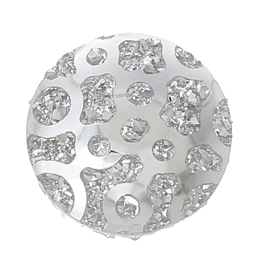 CA212 - 10 pcs Resin Embellishment Druzy Cabochons Silver Swirl Multicolor - 14mm (9/16" = 0.551 inch)