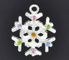 P293 - 10 pcs. Silver Plated Assortment of Snowflake Christmas Charms Pendants - 22x19mm - with Rhinestones