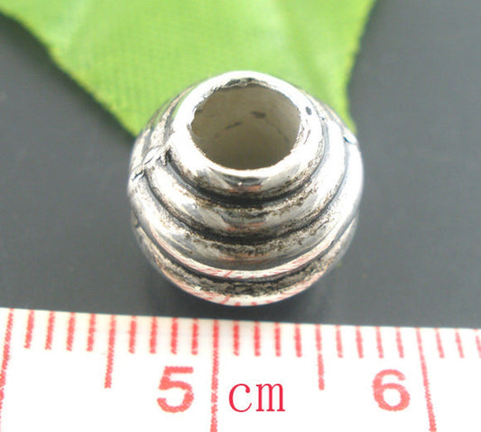 BD766 - 50 pcs Antique Silver Tone European Spacers - Assortment - 10mm-15mm