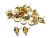 E453 - 10 pcs. Gold Plated Earring Posts Studs Settings Bezels Cabochons Tacks with Loop - 8mm Glue Pad Setting