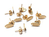 E770 - 10 pcs. (5 pairs) 304 Stainless Steel Oval Earring Posts/Bases/Studs/Settings with Backs - 10mm x 5.5mm - Hole for Dangles - Golden