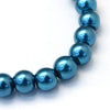 BD109 - 4mm Peacock Blue Glass Pearl Imitation Round Beads - 32 inch strand - Approx. 210 beads - Hole Size: 1mm