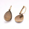 CA718 - 10 pcs. Antique Bronze Teardrop Earring Clips Settings Lever Back Posts Bezels Cabochons - 18x13mm Glue Pad Setting - Drop