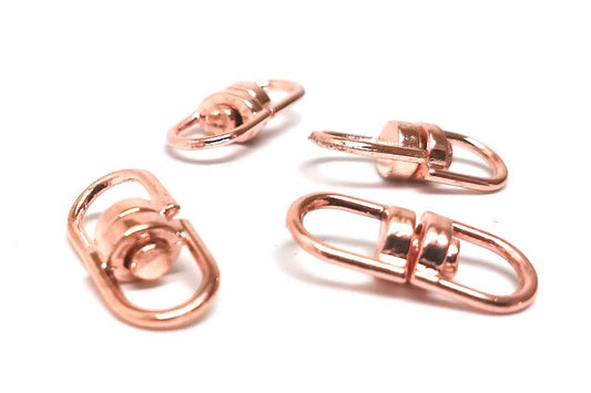 BA025 - 20 pcs. Rose Gold Plated Oval Swivel Connectors Clasps for Key Rings Key Chains - 19mm x 9mm
