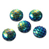 CA470 - 10 pcs Mermaid Fish Scales Resin Carved Embellishment Cabochons Blue AB - 20mm (3/4 in)