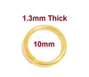 J130 - 100 pcs Gold Plated Open Jump Rings - 10mm - 16 Gauge (1.3mm Thick)