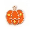 P1012 - 10 pcs. Gold Plated Halloween Pumpkin Jack O Lantern Enamel Charms - 20mm - Double Sided