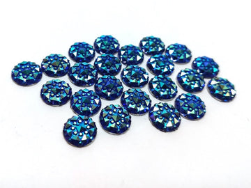CA161 - 10 pcs Druzy Resin Embellishment Cabochons Blue Multicolor - 10mm - Shimmer Style