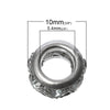 BD513 - 10 pcs Assortment Rhinestone Rondelle Spacer Beads - 10mm x 5.5mm - Hole Size: 5.4mm - Fits European and Paracord Beads!