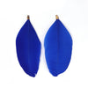 E332 - 10 pcs Blue Dangle Charms Pendants - Feather - Gold Plated Crimps - 85mm (3/4") - Great for Light Earrings or Dangles!