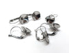 E718 - 10 pcs. (5 pairs) 304 Stainless Steel Earring Lever Back Clips - Pointed Back Cone Posts - Silver - For 12mm Round Back Cabochons