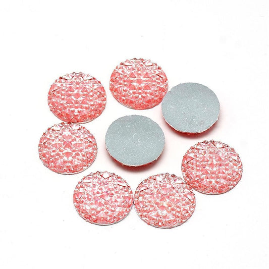 CA400 - 10 pcs Druzy Resin Embellishment Cabochons Light Pink - 20mm - Shimmer Style