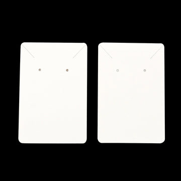 E454 - 30 pcs. White Cardboard Paper Jewelry Earrings Earring Rectangle Display Cards Tags Labels - 2 Holes- 90mm x 60mm (3.5" x 2.4")