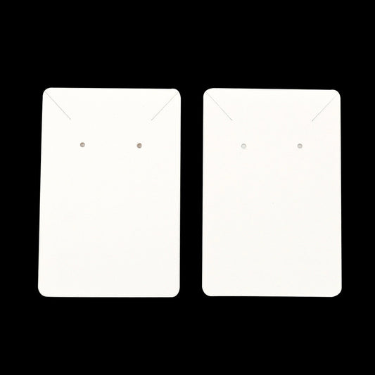 E454 - 30 pcs. White Cardboard Paper Jewelry Earrings Earring Rectangle Display Cards Tags Labels - 2 Holes- 90mm x 60mm (3.5" x 2.4")