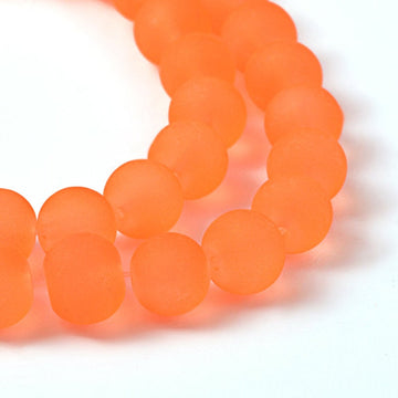 BD700 - 10mm Dark Orange Frosted Glass Round Beads - 16" strand (41cm) - Approx 40-41 beads per strand - Hole Size: 1.3mm