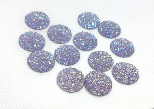 CA618 - 10 pcs Druzy Resin Embellishment Cabochons Purple Lavender - 20mm - Dome Style