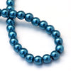 BD109 - 4mm Peacock Blue Glass Pearl Imitation Round Beads - 32 inch strand - Approx. 210 beads - Hole Size: 1mm