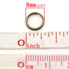 J038 - 100 pcs Bronze Tone Split Double Loop Open Jump Rings - 8mm - 15 Gauge - 1.5mm Thick