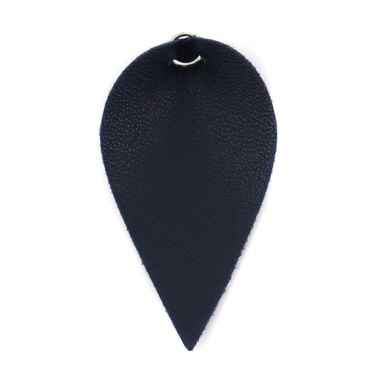 P616 - 10 pcs Dark Blue Faux Leather Dangle Charms Pendants - Pinch Leaf - Silver Tone Jump Ring - 63mm (2.5") - Great for Earrings or Dangles