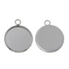 P741 - 10 pcs. 304 Stainless Steel Pendant Circle Posts Settings Bezels Cabochons - 14mm Glue Pad Setting - Hypoallergenic