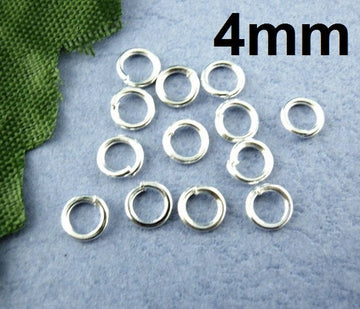 J162A - 100 pcs Silver Plated Open Jump Rings - 4mm - 21 Gauge