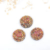 CA136 - 10 pcs Druzy Resin Embellishment Cabochons Magenta Gold Pink Multicolor AB - 12mm - Dome Circle