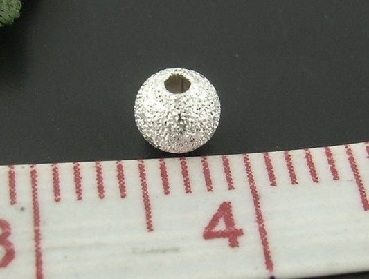 BD519C - 4mm - 50pcs. Silver Plated Stardust Ball Spacer Beads - 4mm
