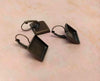 E324 - 10 pcs. Antique Bronze Earring Clips Settings Lever Back Bezels Cabochons - 16mm Glue Pad Setting - Square