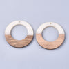 P2216 - 4 pcs. White Clear Resin and Wood Hoop Flat Pendant - 49mm - (1.93")- LARGE - Great for Earrings and Necklaces!