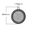 P479 - 10 pcs. Antique Silver Circle Round Bezel Cabochon Pendant Tags Trays - 16mm Glue Pad Settings - Design B