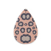 P1050 - 10 pcs. Leopard Faux Leather Dangle Charms Pendants - Teardrop - Black and Pink - 54mm (2.13") - Double Sided