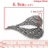 P824 - 10 pcs. EXTRA LARGE - Antique Silver Angel Wing Carved Wing Charms Pendants - 69mm X 47mm (2.71" x 1.85")