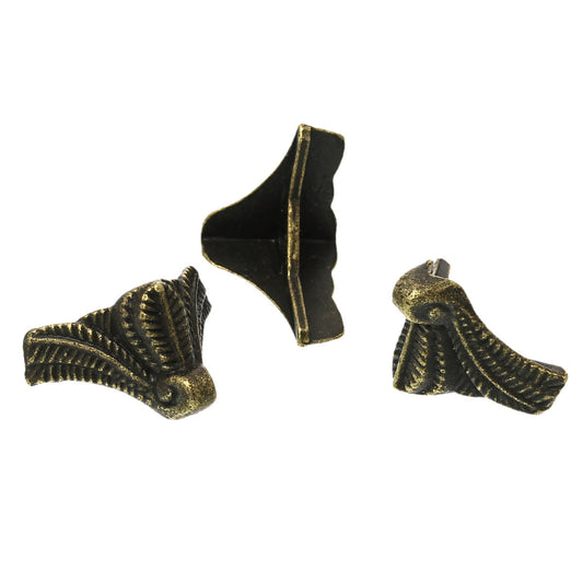 U007 - Lot of 6 Antique Bronze Corner Protector - For Boxes - Desks - Hardware - 2.2cm x 1.6cm