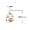 P876 - 10 pcs. White and Orange Floral Faux Leather Dangle Charms Pendants - Teardrop - 56mm (2.2") - Double Sided - Great for Earrings, Necklaces or Dangles