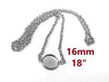 N201 - 3 pcs. 304 Stainless Steel Silver Tone Chain Necklaces - 18" (45.7cm) - 16mm Bezel - Tarnish Resistant!