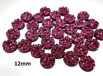 CA815 - 10 pcs Druzy Resin Embellishment Cabochons Berry Red Purple - 12mm