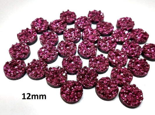 CA815 - 10 pcs Druzy Resin Embellishment Cabochons Berry Red Purple - 12mm