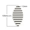 P1093 - 10 pcs. White with Black Stripes Faux Leather Dangle Charms Pendants - Marquise - 68mm (2.7") - Great for Earrings &amp; Dangles! Double Sided