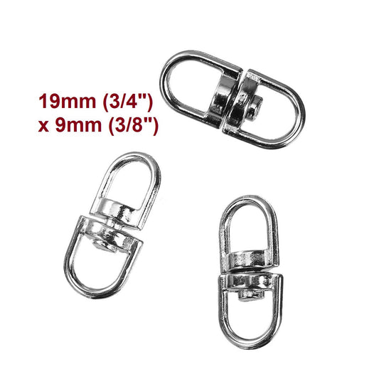 CL123 - 20 pcs. Silver Tone Oval Swivel Connectors Clasps for Key Rings Key Chains - 19mm x 9mm