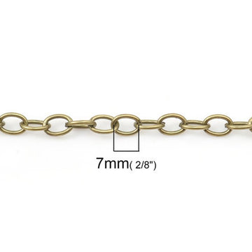 N103 - 10M (32.8 Ft) - Antique Bronze Oval Iron Cable Chain Link - 7x5mm - 7mm x 5mm - 5x7mm