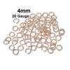 J066 - 100 pcs Rose Gold Plated Open Jump Rings 4mm - 20 Gauge (0.8mm Thick) - High Quality